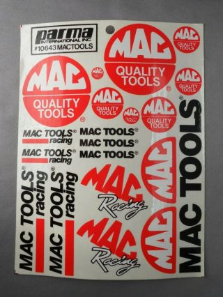 Vintage Parma 10643 Mac Tools Decal Sticker Sheet Nos Complete