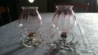 Vtg Votive Cups Peg Glass Candle Holders 2 Pink Celeste Home Interiors Ec
