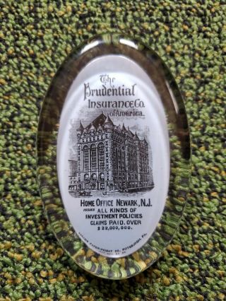 Vintage Advertising Glass Paperweight - The Prudential Insurance Co.  - Newark Nj