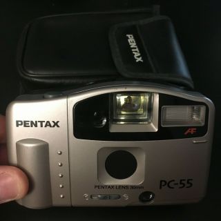 Pentax Pc - 55 Af Point & Shoot 35mm Film Camera W/ Carrying Case &
