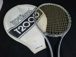 Vintage Wilson T2000 Tennis Racket Racquet 4 5/8 " Light Leather Grip W/cover