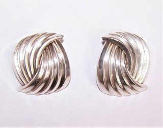 Vintage Christian Dior Couture Made in Germany Sterling Silver Pierced Earrings 2