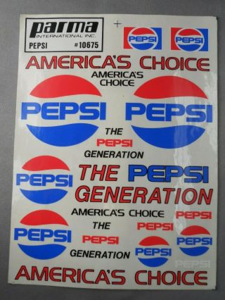 Vintage Parma 10675 Pepsi Decal Sticker Sheet Nos Complete
