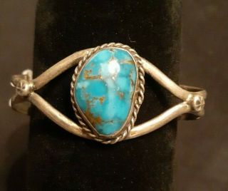 Vintage Navajo Native American Indian Turquoise Sterling Silver Bracelet