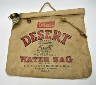 Vintage Coleman Desert Camping Water Bag (canteen) Made Of Scottish Flax Duck