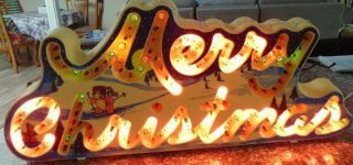 Vintage Merry Christmas Lighted Sign