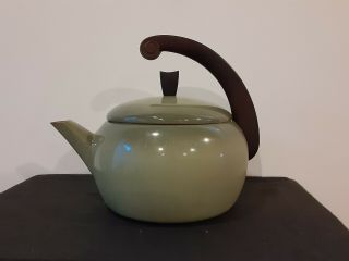 Vintage Wear - Ever Aluminum Teapot Tea Kettle,  Made In Usa,  Olive Green,  2.  5 Qts