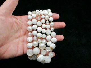 Vintage - W.  Germany Lucite & Faux Pearl Triple Strand Necklace