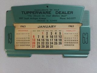 Vintage Tupperware 1963 Advertising Desk Calendar Metal Chicago