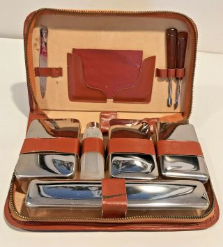 Vintage Men’s Travel Grooming Toiletry Kit With Leather Case Austria