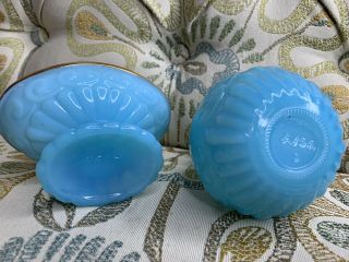 Vintage Avon Sky Blue Milk Glass Perfume Bottle & Stopper With Soap Dish 2