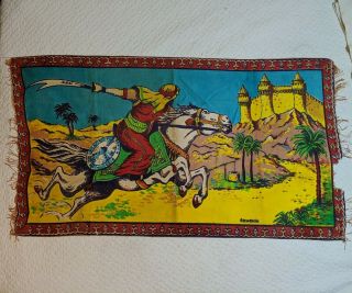 Vintage Arabian Nights Felt Tapestry Signed Ozmekik 51 " X 29 " Decor