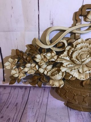 Vintage HOMCO Syroco USA Basket Of Flowers 7605 Wall Hanging Home Interiors 25 