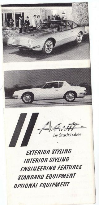 Vintage 1963 Studebaker Avanti Sales Brochure