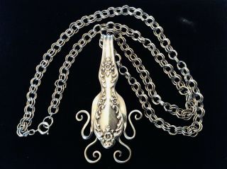 Vintage Artisan Silver Plated Twisted Fork 26” Long Necklace