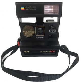 Vintage Polaroid Sun 660 Autofocus Instant Camera With Strap (0007)
