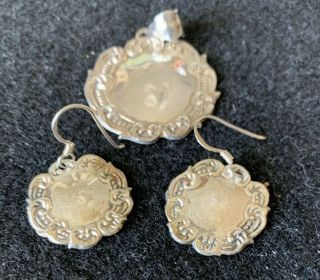 Vintage Sterling Silver Pendant With Matching Earring From Thailand Unique