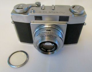 Vintage Olympus 35 - S Rangefinder 35mm Film Camera.  E.  Zuiko 4,  8cm F/2.  8 Lens