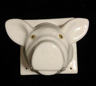 Vintage White Ceramic Pig Head Towel Apron Holder Wall Hook See Pictures