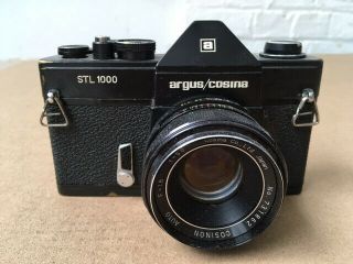 Argus Cosina Stl 1000 35mm Film Slr Camera 50mm F1.  8 Cosinon Lens Black Body