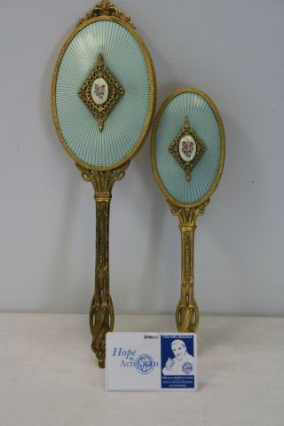 24k Gold Plated Vanity Set Mirror & Brush