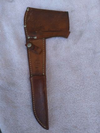 Vintage Ka - Bar Hatchet Axe & Knife Combo Leather Sheath Made In Usa Sheath Only