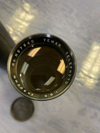 Film Camera Lens Vemar Telephoto 1:5.  5 F = 300mm Lens Made in Japan 3