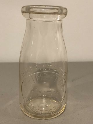 Vintage Embossed Glass Milk Bottle Nj Princeton Dairy Farm Half Pint Nm - Mt