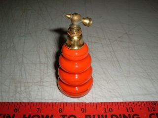Vintage Art Deco Red Glass Perfume Bottle Atomizer,  Marked,  Nr