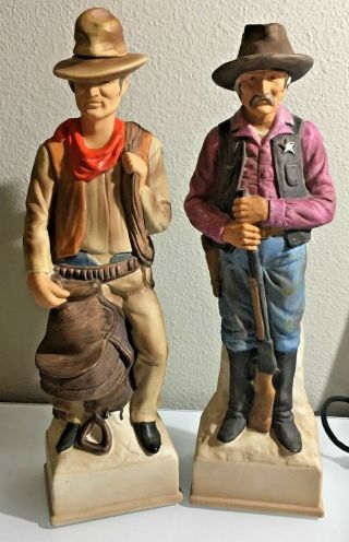 2x Vintage 1969 Lionstone Old West Western Cowboy Sheriff Decanter Decanters