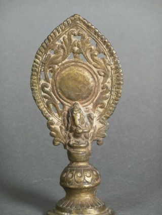 Magical Mirror,  With Ganesh India Or Nepal Vintage Ritual Alter Piece 6.  5 Inch