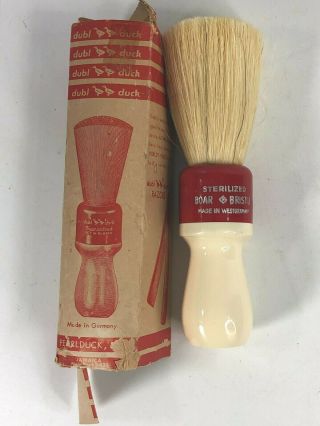 Vintage Shaving Cream Brush Boar Bristle Made In West Germany Dubl Duck