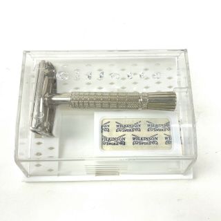 Vintage Gillette Safety Razor In White Plastic Storage Case