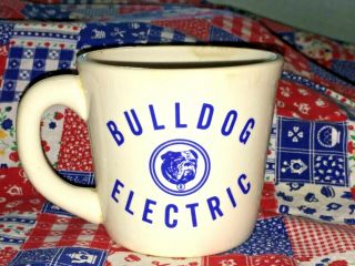 Vintage Bulldog Electric Company Advertising Coffee Cup Usa Mug Bull Dog Detroit