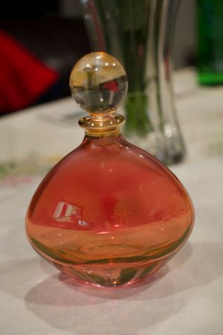 Illusion Italian 24 Lead Crystal Pink Iridescent Perfume Bottle With Stopper