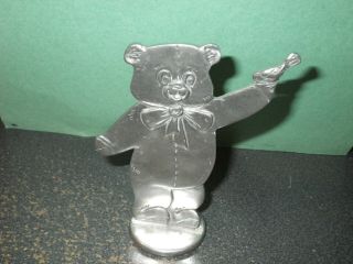 1984 Seagull Pewter Canada Toothbrush Holder Teddy Bear With Bird - Fine Pewter