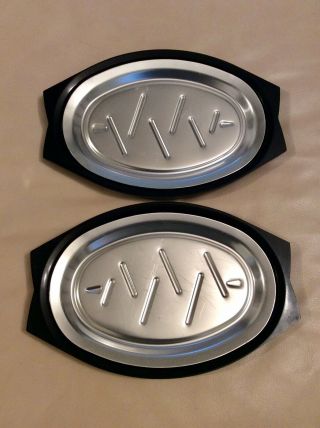 Set Of 2 Nordic Ware Platter Holders With Medal Plate Insert Trays Vintage