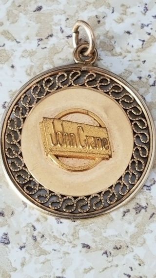 Vintage John Crane Round 12k Gold Filled Charm Rare Hard To Find