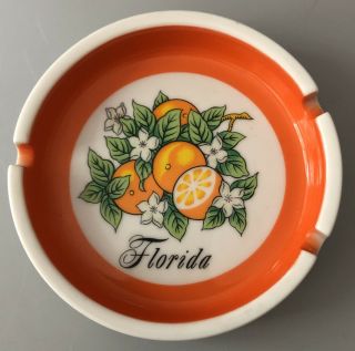 Vintage Florida Souvenir Ashtray Ceramic 3 Slot Awesome Color