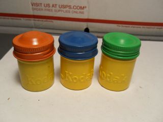 Three Rare Vintage Kodak Camera Film Canister Metal Tin Can Container Near
