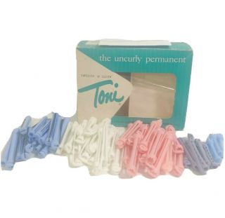 Vtg Toni Uncurly Permanent Curler Rods Plastic Swing Arm Papers Box 60 Rollers