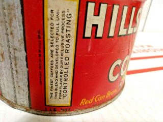 Vintage 1 lb Hills Bros Coffee Tin Can w Lid Empty Pound Reg Grind 3