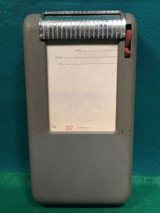 Vintage Moore Portable Cash Receipt Invoice Maker Register Heavy Metal 1950s.