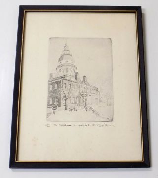 Vintage Etching By Don Swann The Statehouse At Annapolis,  Maryland 250 Of 300