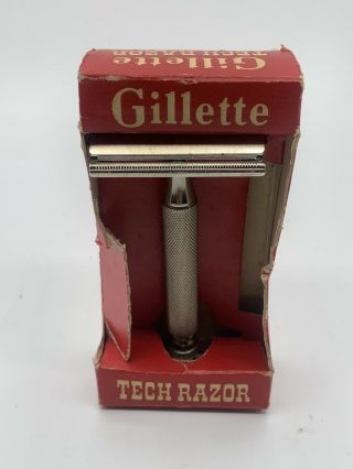 Gillette 1953 Thin Handle Ball End Slvr Tne Tech De Safety Razor Y - 3