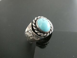Vintage Navajo Wilbert Benally Wb Sterling Turquoise Gemstone Ring Size 9.  5