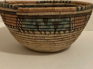 Vintage Hand Woven Basket Large 12” X 6” Tall
