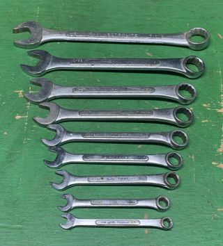Vintage Sk Tools 9pc Sae Combination Wrench Set Forged Alloy 1714 Made In Usa