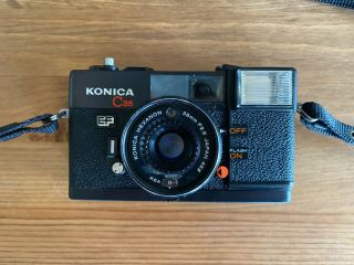 (as - Is) Konica C35 Ef 35mm Point & Shoot Film Camera With Case From Japan
