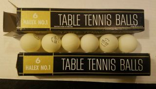 2 Boxes Of Six (6) Vintage Halex No.  1 Table Tennis Balls Nos 12 Perfect Pingpong